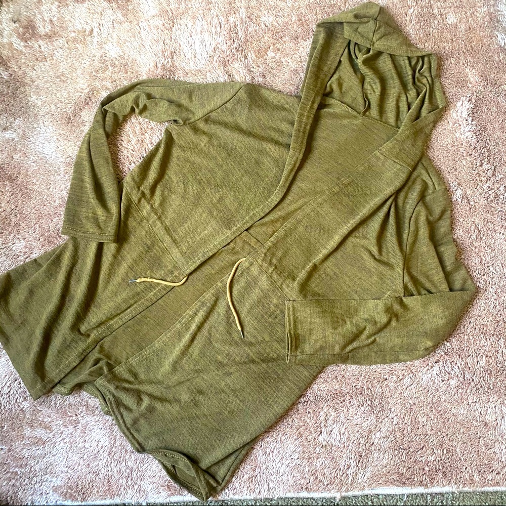 Military Green Hooded Cardigan